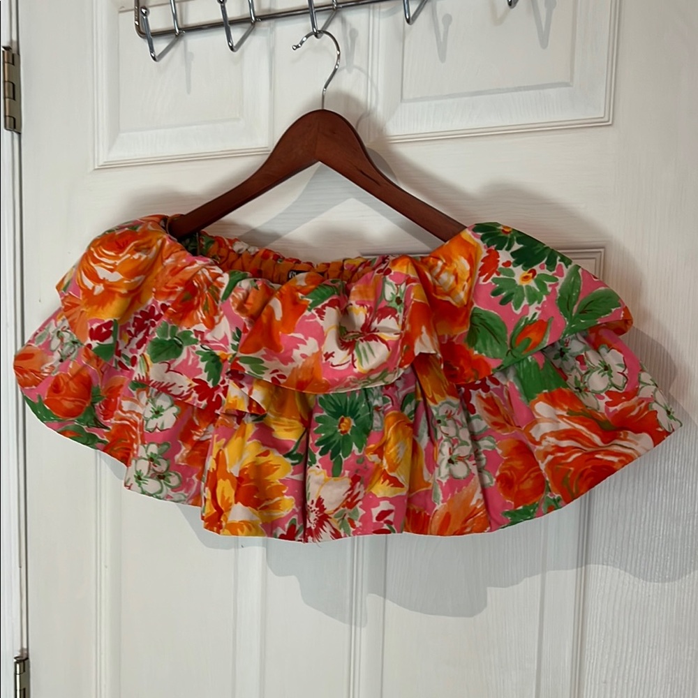 Floral Ruffle Skirt - Pink, Orange, Green